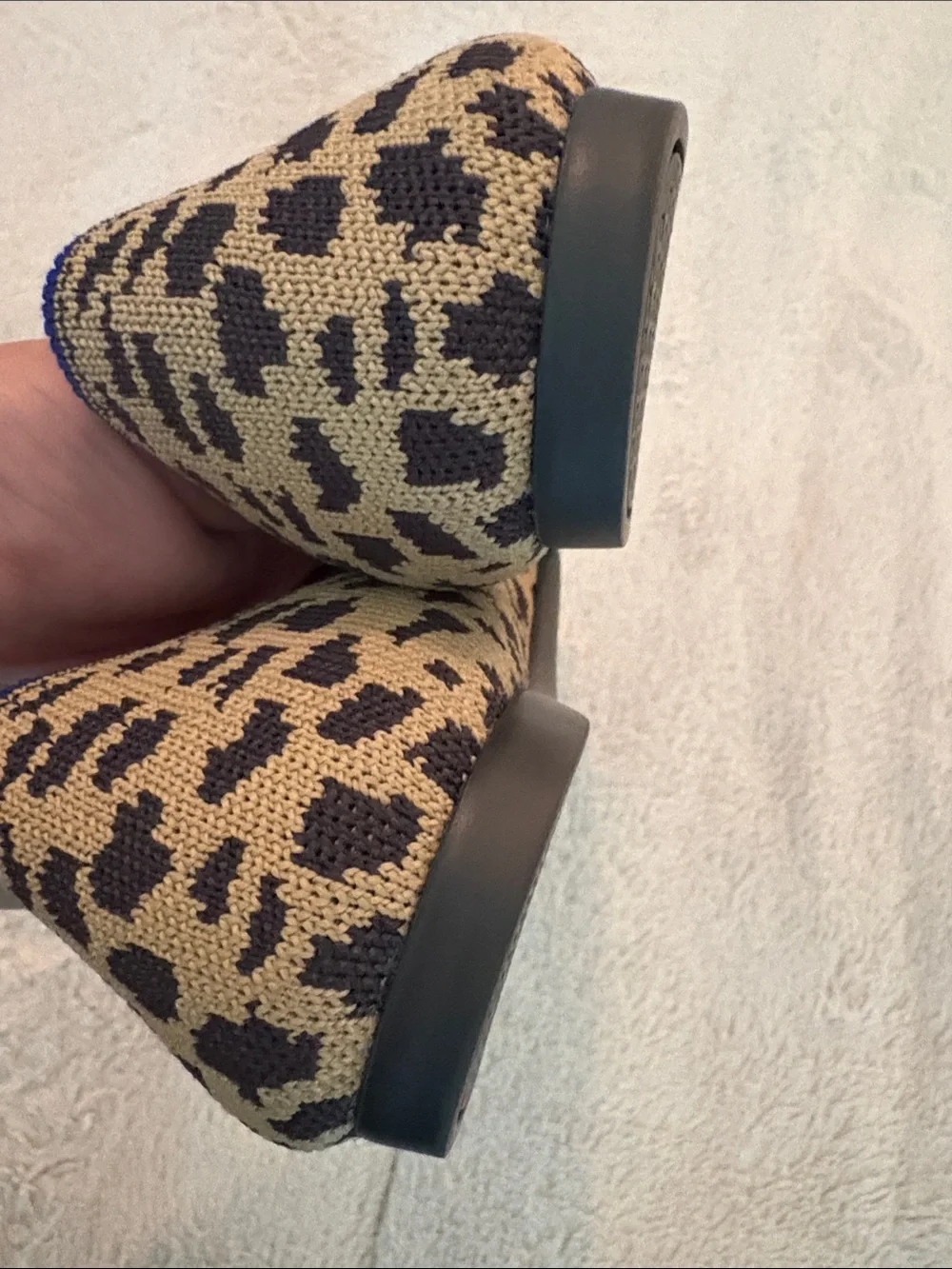 Rothy's Leopard Knit Pointed-Toe Flats in Beige and Black